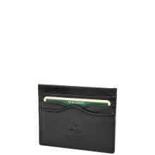 Real Leather Compact Card Wallet Small Slim Oysters Card Holder AVT1 Black