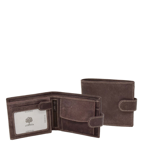 Mens Real Leather Bifold Clip Closure Wallet AV86 Brown 1