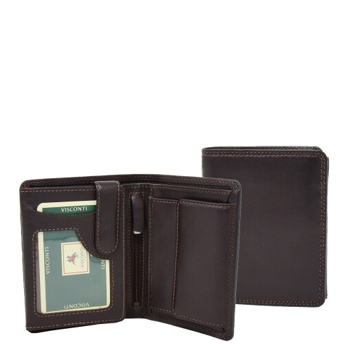 Mens Soft Durable Leather Wallet Cards Coins Notes ID Holder AV111 Brown 1