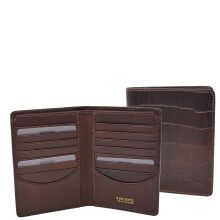 Mens Real Leather Croc Print RFID Wallet Bifold Slim Coat Jacket Purse AV93 Brown