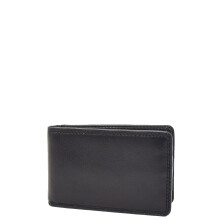 Real Leather Credit Card Holder Oyster Bus Pass ID Bifold Slim Wallet AV5 Black