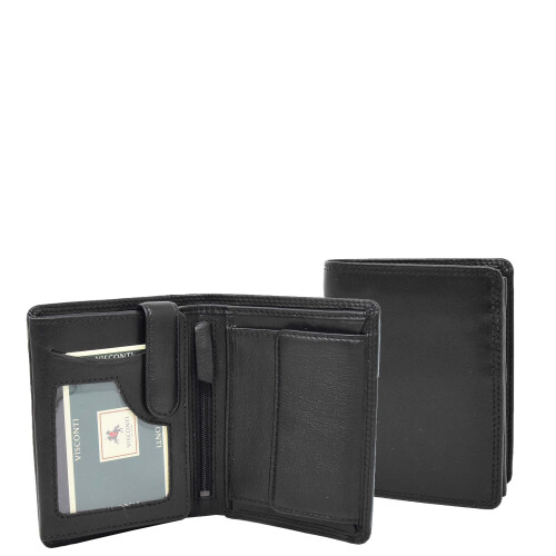 Mens Soft Durable Leather Wallet Cards Coins Notes ID Holder AV111 Black 1