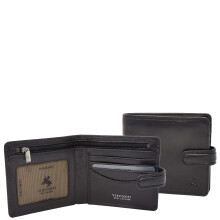 RFID Mens Real Leather Wallet Bifold Slim Purse AVC4 Black