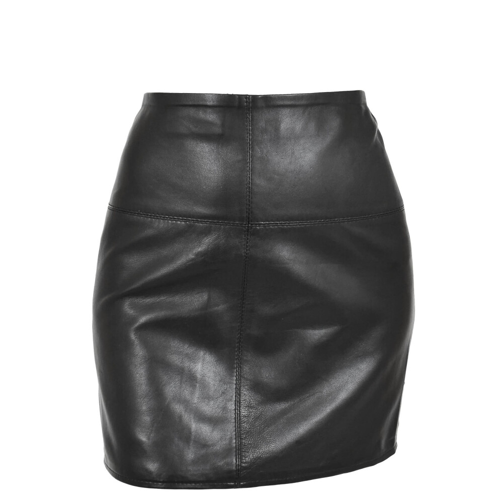 (Black, 8) Womens Leather Mini Skirt Ivy Black