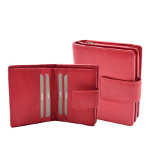Womens Soft Leather Purse Mid-Sized Cards ID Notes Coins Pocket RFID Safe Boxed Alder Red