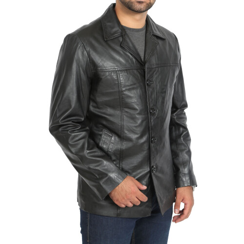 (Black, XL) Mens Classic Blazer Buttoned Box Jacket Harris Black 1