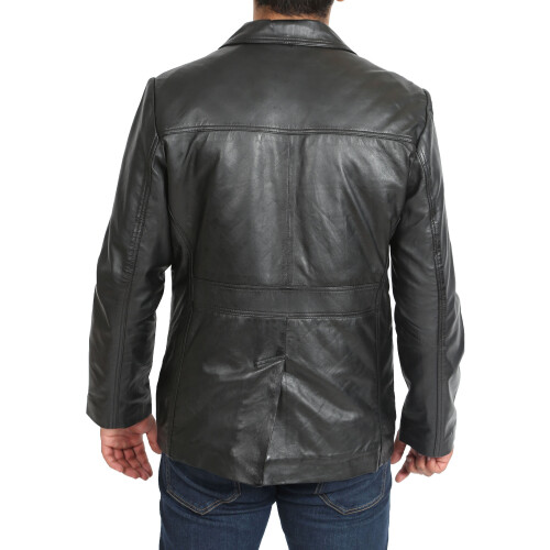 (Black, XL) Mens Classic Blazer Buttoned Box Jacket Harris Black 2