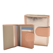 Womens Soft Leather Purse Rose Gold Mid-Sized Cards ID Notes Coins Pocket RFID Safe Fiji