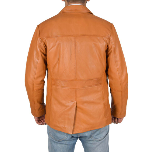 (Tan, M) Mens Classic Blazer Buttoned Box Jacket Harris Tan 2