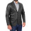 (L) Mens Blazer Leather Jacket Fitted 2 Button Fasten Donnie Black 4
