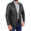 (L) Mens Blazer Leather Jacket Fitted 2 Button Fasten Donnie Black 2