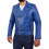 (Blue, M) Mens Real Cowhide Biker Leather Jacket Rock Blue 3
