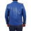 (Blue, M) Mens Real Cowhide Biker Leather Jacket Rock Blue 4