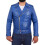 (Blue, M) Mens Real Cowhide Biker Leather Jacket Rock Blue 5