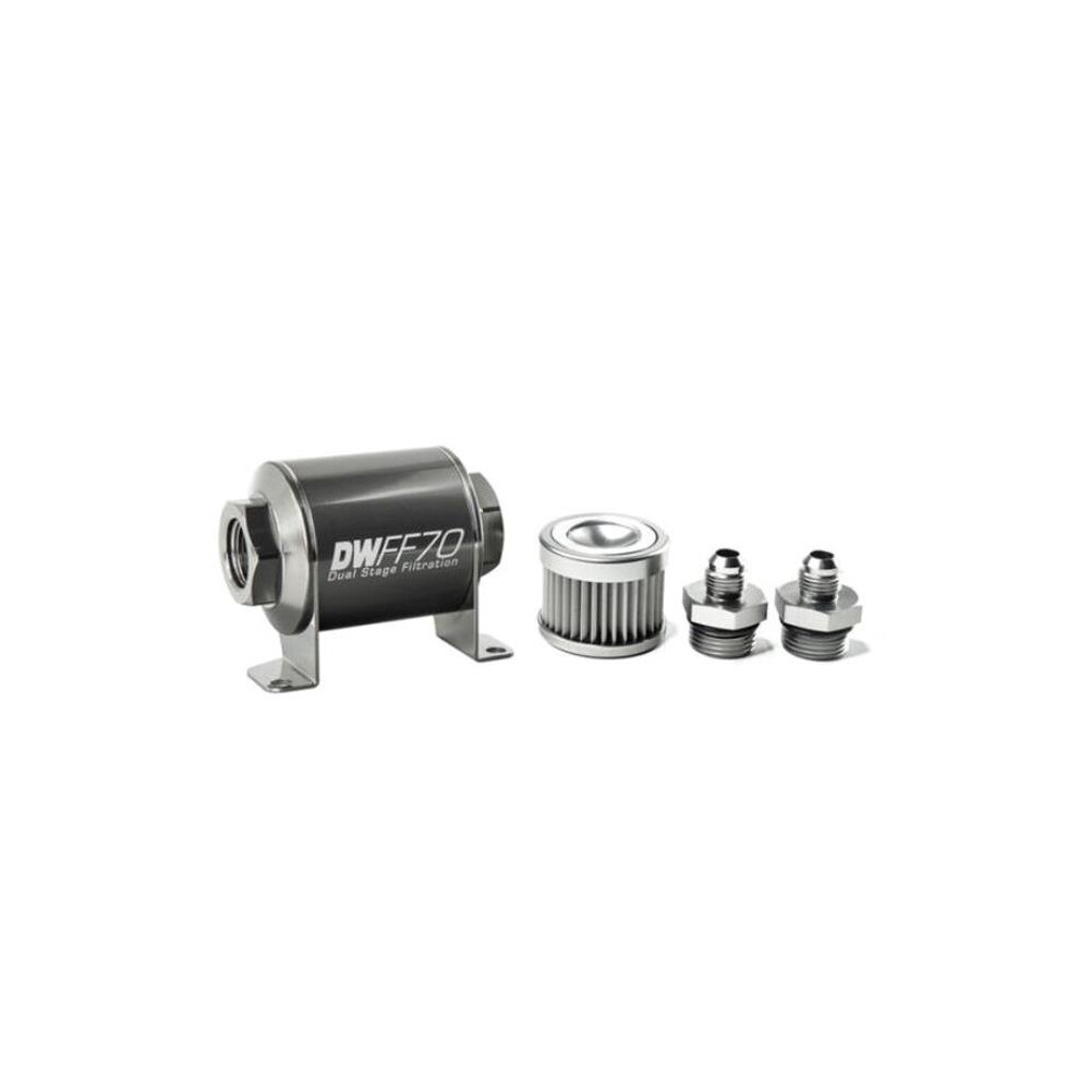 Deatschwerks 8-03-070-010K-6 6An 10 Micron Stainless Steel Universal Inline Fuel Filter Housing Kit 887753536976