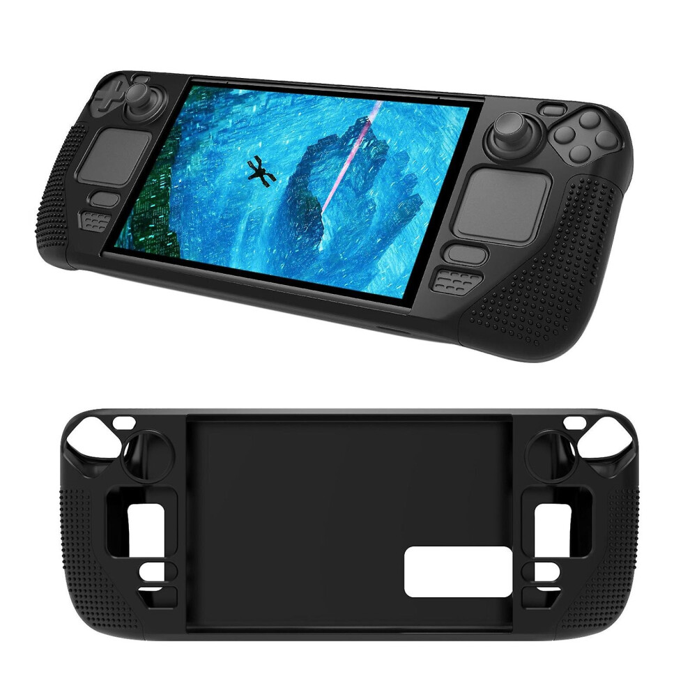 (Black) Silicone Game Console Case Anti Slip Protective Cover For Steam Deck Black 768619221260