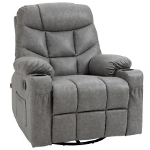 HOMCOM Manual Recliner Chair Footrest, Cup Holder, Side Pocket, Grey