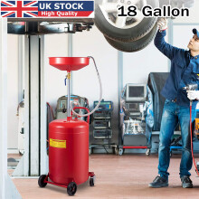 18 Gallon Oil Drain Tank - Air-Operated Waste Oil Drainer with Adjustable Height (97-166 cm), 80 L, Stainless Steel, 162 cm Hose