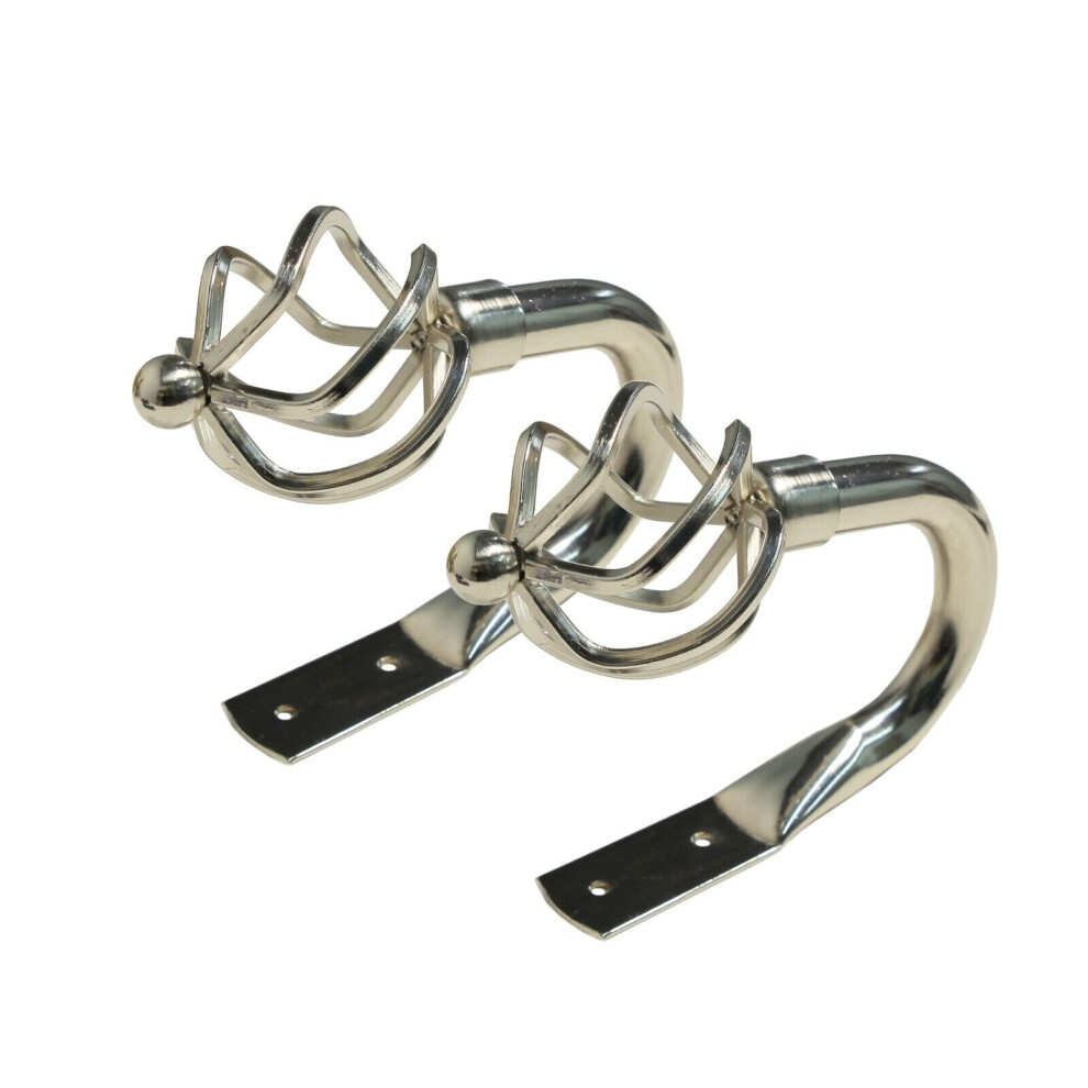Lister Cartwright (Metal Cage Polished Steel) Curtain Hold Backs 2 X Metal Curtain Holdback Decorative Drapery All Fixing Inc