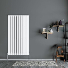 (Vertical 1600x680mm - Single) NRG Flat Panel Designer Bathroom Central Heating Radiator Gloss White Column