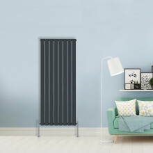 (Single-1600x544 mm) NRG Flat Panel Column Designer Radiator Heater Central Heating Rads Anthracite