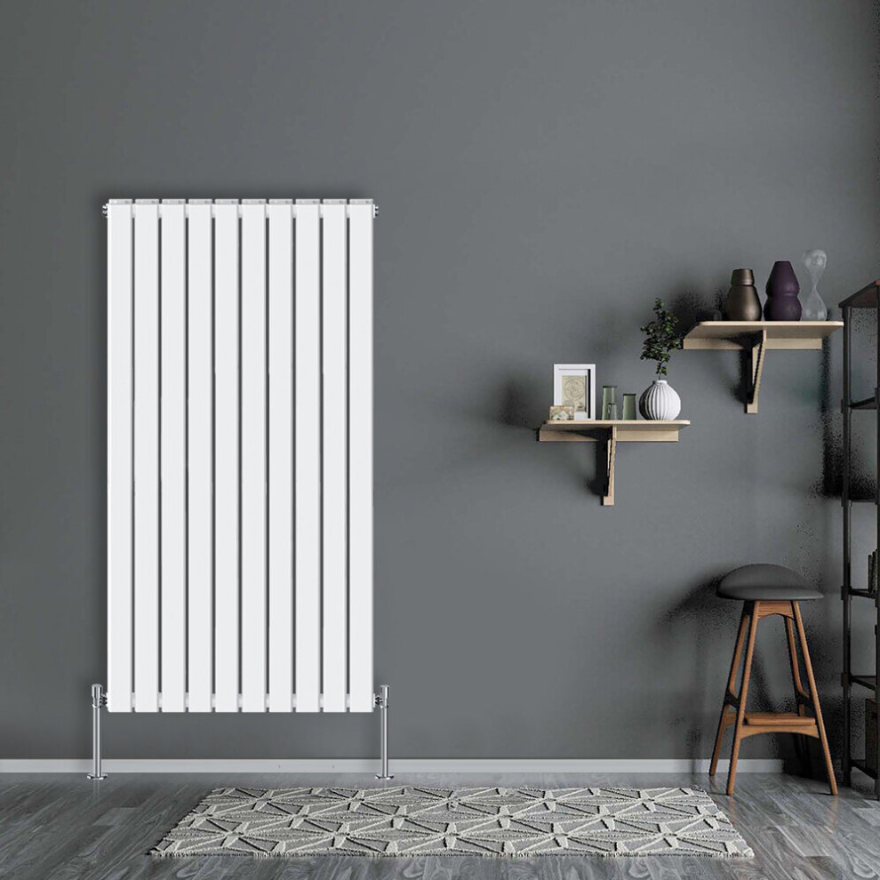 (Vertical 1600x680mm - Double) NRG Flat Panel Designer Bathroom Central Heating Radiator Gloss White Column