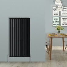 (Vertical 1600x680mm - Single) NRG Black Flat Panel Designer Radiator Single Double Column Bathroom Central Heating
