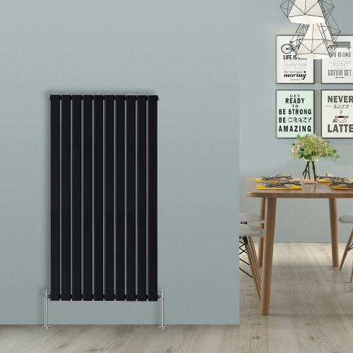 NRG (Vertical 1600x680mm - Single) NRG Black Flat Panel Designer Radiator Single Double Column Bathroom Central Heating