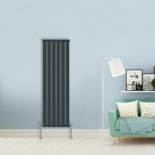 (Single-1600x408 mm) NRG Flat Panel Column Designer Radiator Heater Central Heating Rads Anthracite