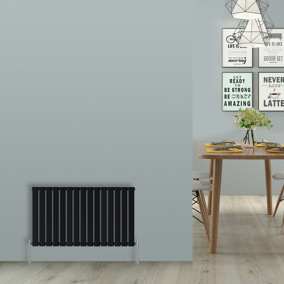 (Horizontal 600x1020mm - Single) NRG Black Flat Panel Designer Radiator Single Double Column Bathroom Central Heating