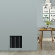 (Horizontal 600x612mm - Double) NRG Black Flat Panel Designer Radiator Single Double Column Bathroom Central Heating