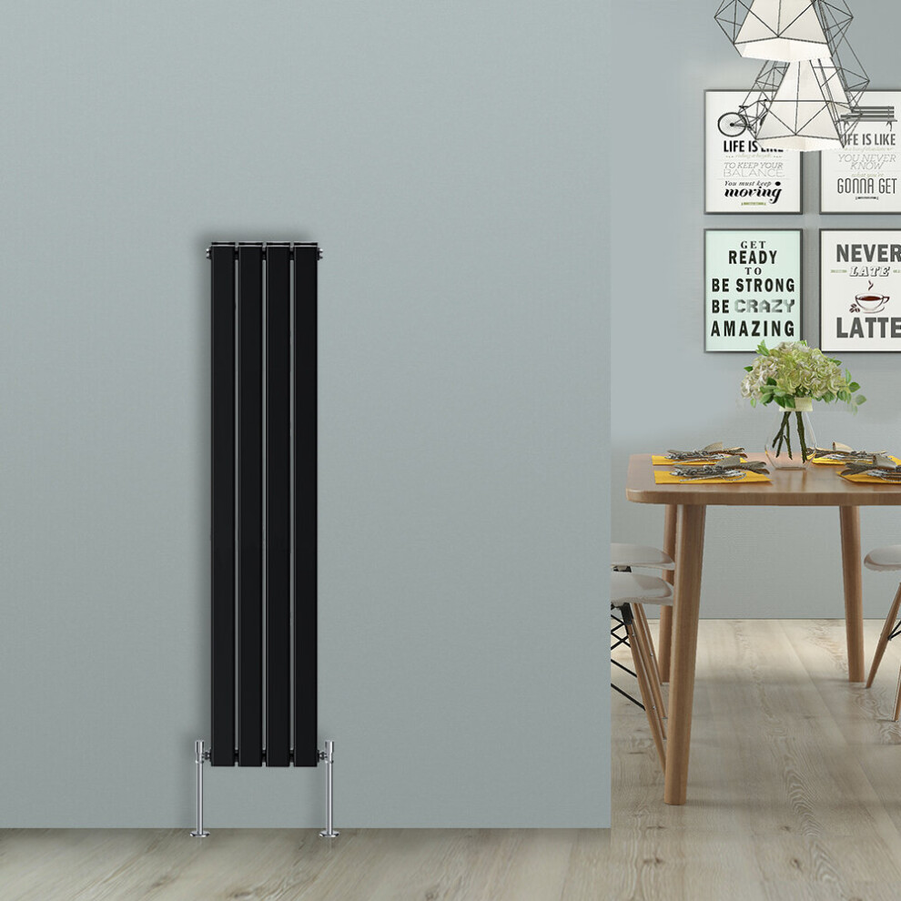 Nrg (Vertical 1600X272mm - Double) Flat Panel Designer Radiator Single Double Column Bathroom Central Heating Black