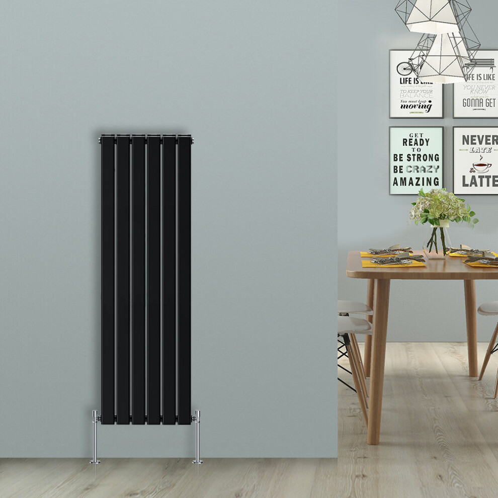 Nrg (Vertical 1600X408mm - Double) Flat Panel Designer Radiator Single Double Column Bathroom Central Heating Black