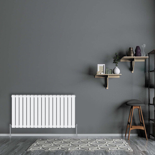 NRG (Horizontal 600x1156mm - Double) NRG Flat Panel Designer Bathroom Central Heating Radiator Gloss White Column