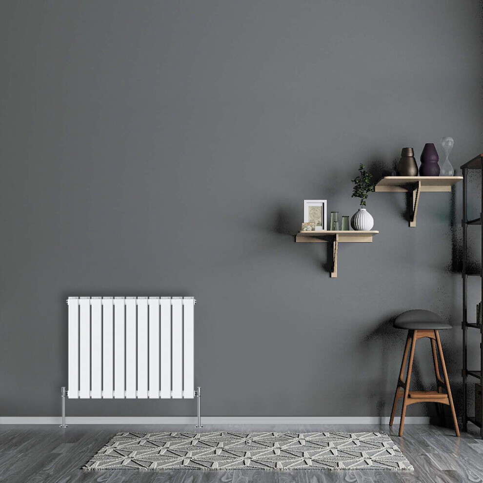 Nrg (Horizontal 600X748mm - Double) Flat Panel Designer Bathroom Central Heating Radiator Gloss White Column