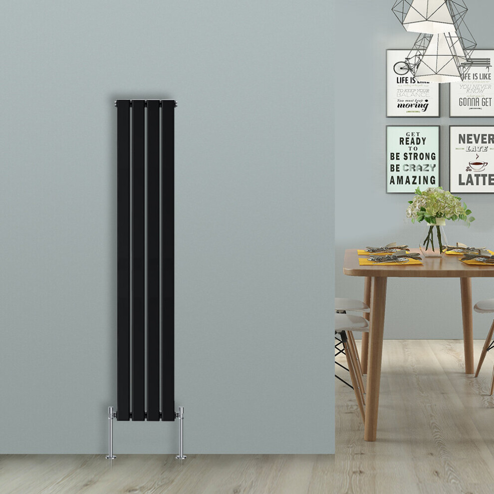 Nrg (Vertical 1800X272mm - Single) Flat Panel Designer Radiator Single Double Column Bathroom Central Heating Black