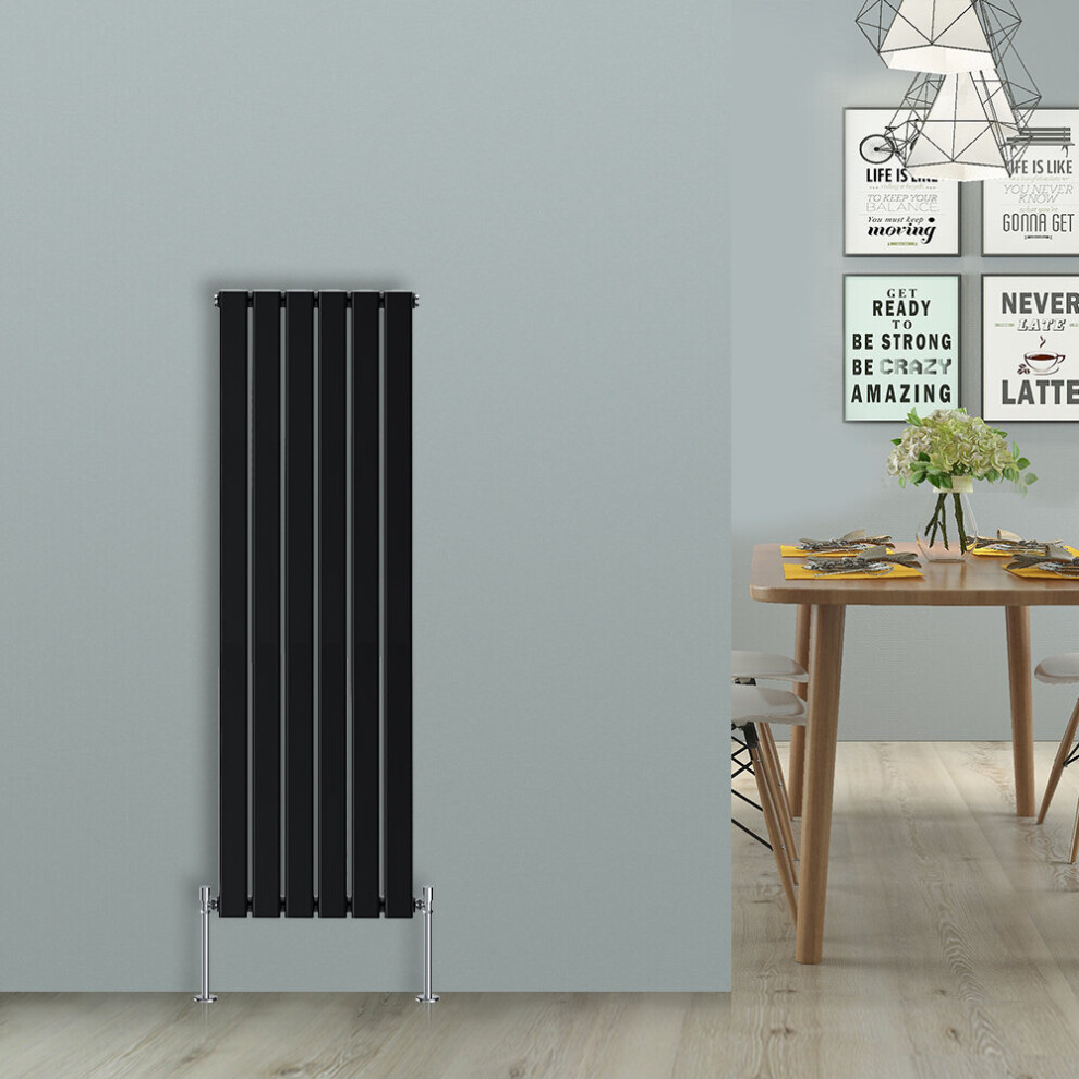 Nrg (Vertical 1600X408mm - Single) Flat Panel Designer Radiator Single Double Column Bathroom Central Heating Black