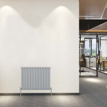 (Horizontal 600x748mm - Single) NRG Horizontal Vertical Flat Panel Column Designer Bathroom Central Heating Radiator Chrome - Perfect for Bathroom, Bedroom, Living Room