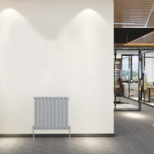 (Horizontal 600x612mm - Single) NRG Horizontal Vertical Flat Panel Column Designer Bathroom Central Heating Radiator Chrome - Perfect for Bathroom, Bedroom, Living Room