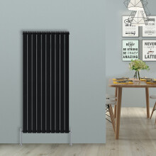 (Vertical 1800x680mm - Double) NRG Black Flat Panel Designer Radiator Single Double Column Bathroom Central Heating
