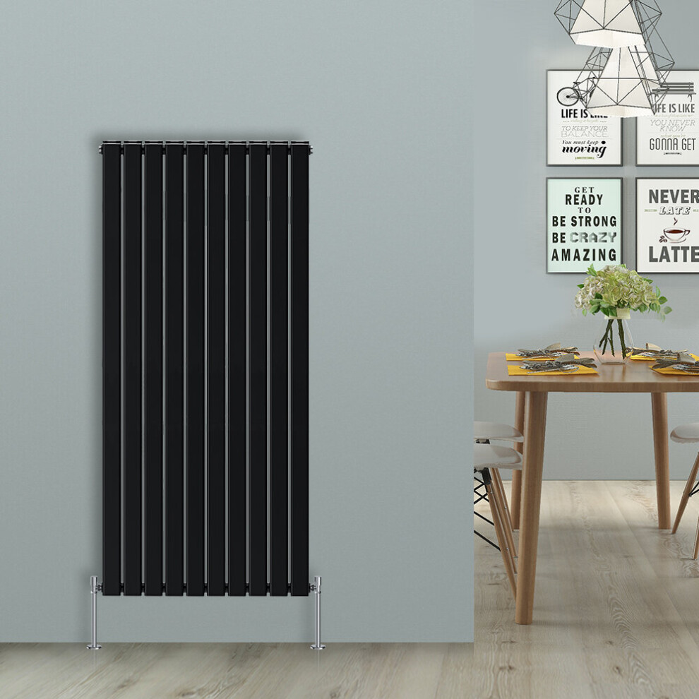 Nrg (Vertical 1800X680mm - Double) Black Flat Panel Designer Radiator Single Double Column Bathroom Central Heating