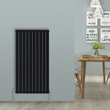 (Vertical 1600x680mm - Double) NRG Black Flat Panel Designer Radiator Single Double Column Bathroom Central Heating