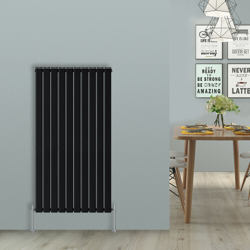 NRG (Vertical 1600x680mm - Double) NRG Black Flat Panel Designer Radiator Single Double Column Bathroom Central Heating