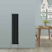 (Vertical 1600x272mm - Single) NRG Black Flat Panel Designer Radiator Single Double Column Bathroom Central Heating