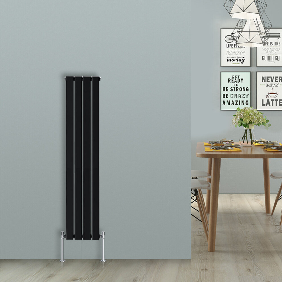 Nrg (Vertical 1600X272mm - Single) Flat Panel Designer Radiator Single Double Column Bathroom Central Heating Black