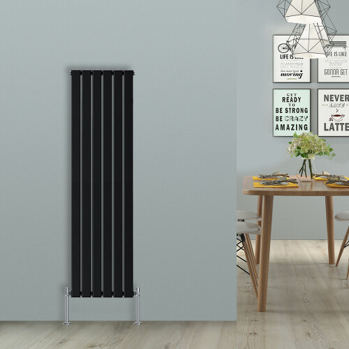 Vertical 1800x408mm Single Nrg Black Flat Panel Designer Radiator Single Double Column