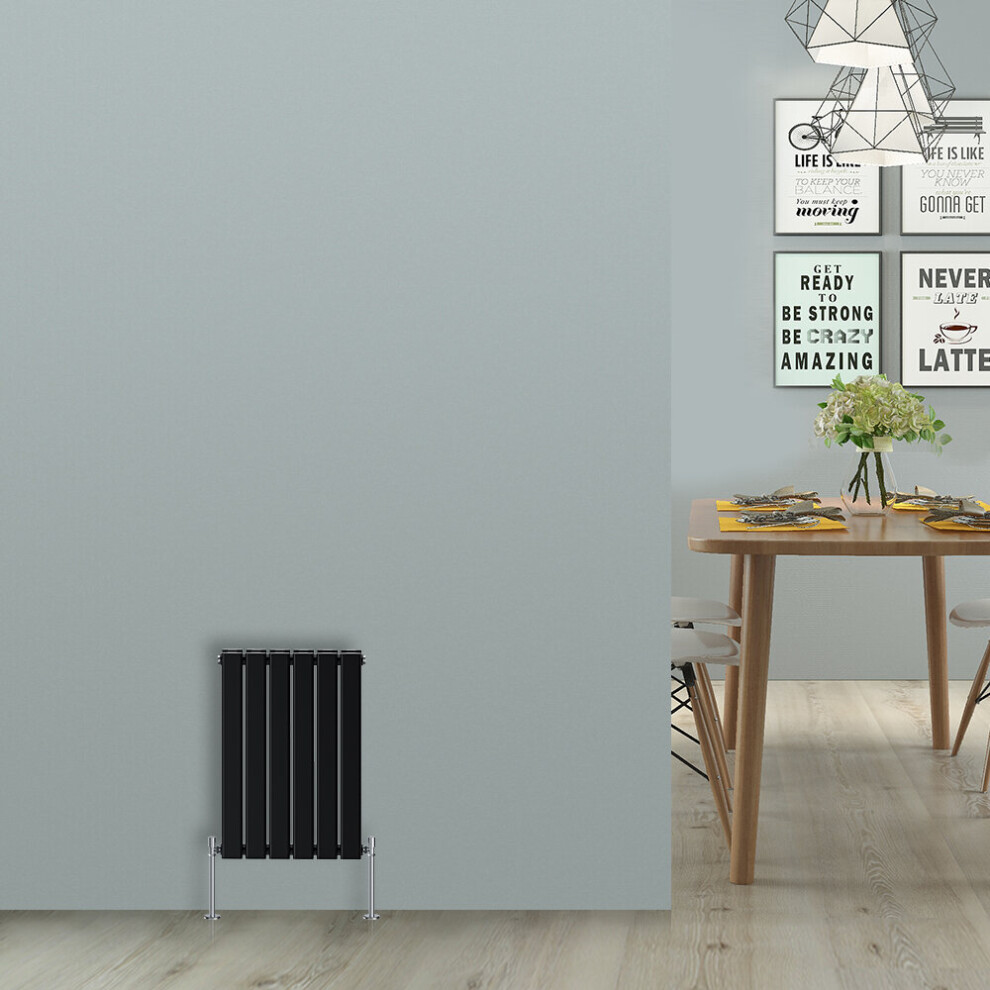 (Horizontal 600x408mm - Double) NRG Black Flat Panel Designer Radiator Single Double Column Bathroom Central Heating