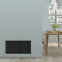 (Horizontal 600x1156mm - Single) NRG Black Flat Panel Designer Radiator Single Double Column Bathroom Central Heating