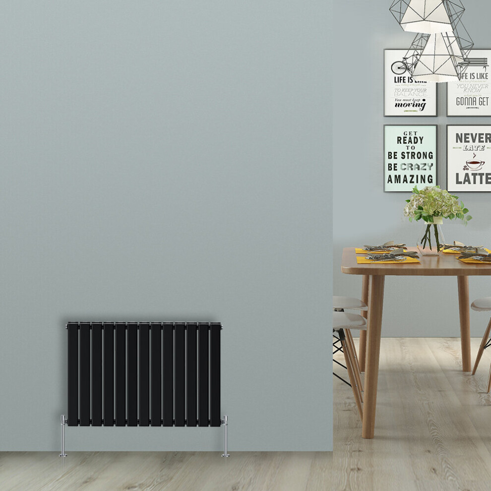 (Horizontal 600x884mm - Double) NRG Black Flat Panel Designer Radiator Single Double Column Bathroom Central Heating