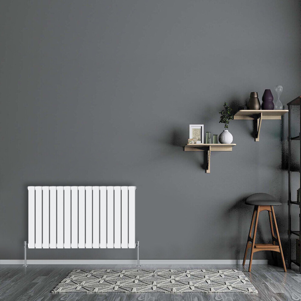 (Horizontal 600x1020mm - Single) NRG Flat Panel Designer Bathroom Central Heating Radiator Gloss White Column